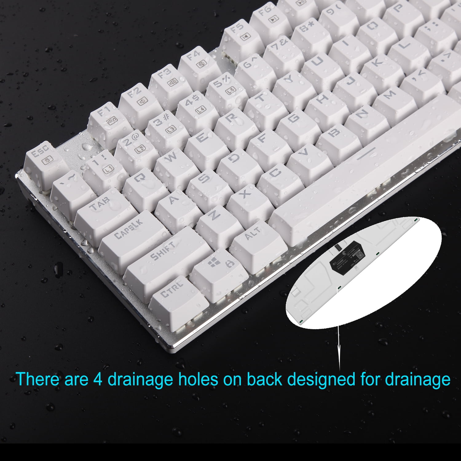 HUO JI E-Yooso Z-88 Mechanical Gaming Keyboard, Red Switches, Programmable RGB Backlit, 104 Keys Hot Swappable for Mac, PC, White