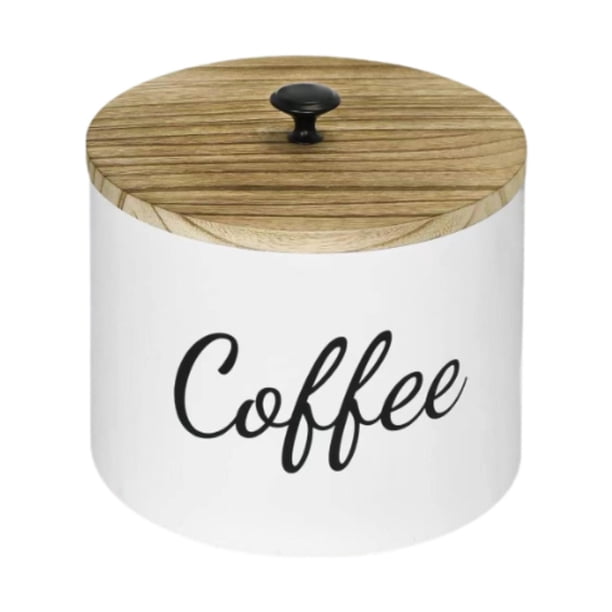 Portafiltros de café de madera con tapa, contenedor decorativo, almacenamiento de filtros de café Blanco