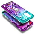 thumbnail image 3 of Nagebee Phone Case Compatible for Motorola Moto G Stylus 5G (2023) with Tempered Glass Screen Protector, Sparkle Glitter Flowing Liquid Waterfall [Ring Holder & Wrist Strap] Girls Women (Aqua/Purple), 3 of 6
