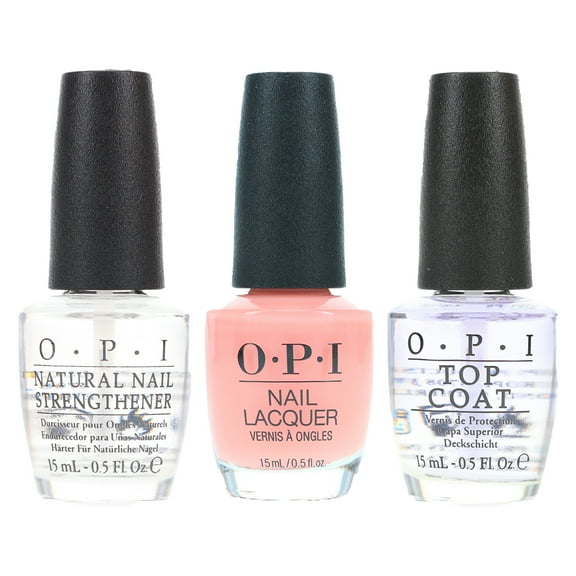 OPI Passion 0.5 oz, Top Coat 0.5 oz & Natural Nail Strengthener 0.5 oz Combo Pack