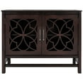 thumbnail image 3 of Accent Cabinet with 2 Glass Doors, Modern Console Table, Wooden Accent Cabinet with Adjustable Shelves, Storage Cabinet for Living Room Dining Room Entryway Hallway, 39.4"L x 15.7"W x 31.5"H, Brown, 3 of 10