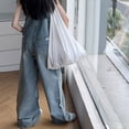 thumbnail image 6 of Coerni Girls Denim Overalls Y2k Kids Wide Leg Jeans Jumpsuit Bib Overall Pockets Tween Straight Hip Hop Coverall Girls Romper, 6 of 6