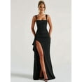 thumbnail image 4 of Robes Formelles pour Femmes Sans Manches Moulantes Froncées à Fente Haute Robe Maxi Cocktail Bal, 4 of 10
