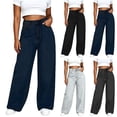 thumbnail image 6 of yardsong High Waist Wide Leg Jeans for Women Tall Baggy Jean Long Button Up Straight Denim Pants Y2K Streetwear Preppy Pant 2026 Dark Blue,XXL, 6 of 6