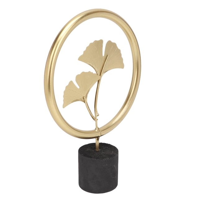 Metal Leaf Sculpture, Elegant Proper Size Ginkgo Leaf Figurine Gold Color Exquisite Details For Office