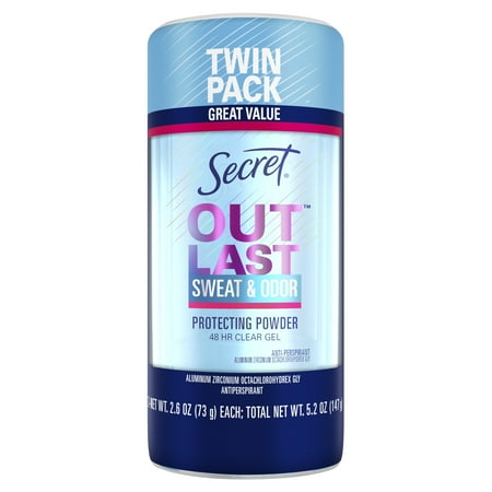 Secret Outlast Clear Gel Antiperspirant Deodorant for Women Protecting Powder 2.6 oz, 2 Pack