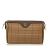 Pre-Owned Burberry Plaid Clutch Bag Canvas Fabric Brown
