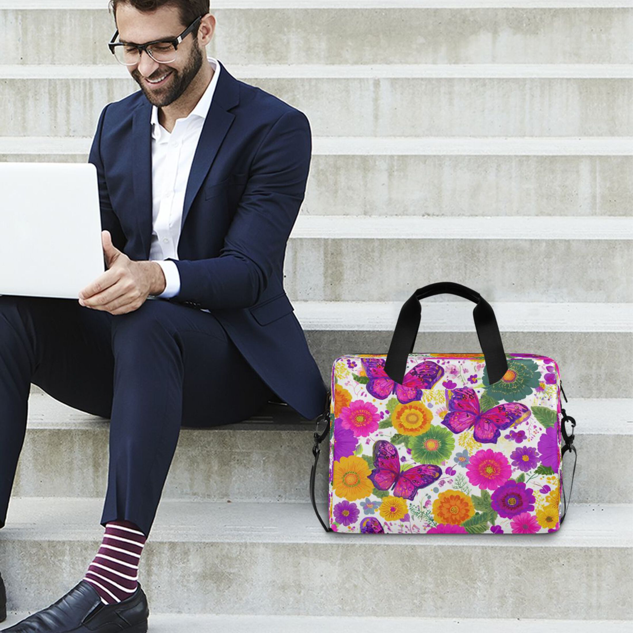 Laptop Bag Laptop Briefcase 15.7 x 3 x 11.8 Inches Laptop Bag Briefcases Laptop Storage Travel Laptop Bag Work Laptop Bag Vibrant Butterflies