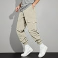 thumbnail image 4 of Cargo Sweatpants for Men 2025 Straight Leg Elastic Waist Drawstring Joggers with Pockets Mens Casual Pants Trousers, 4 of 6