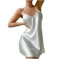 thumbnail image 2 of Blmnix Womens Nightgowns Mumu Sleepwear Sleeveless V-Neck White Sleep Dress, 2 of 5