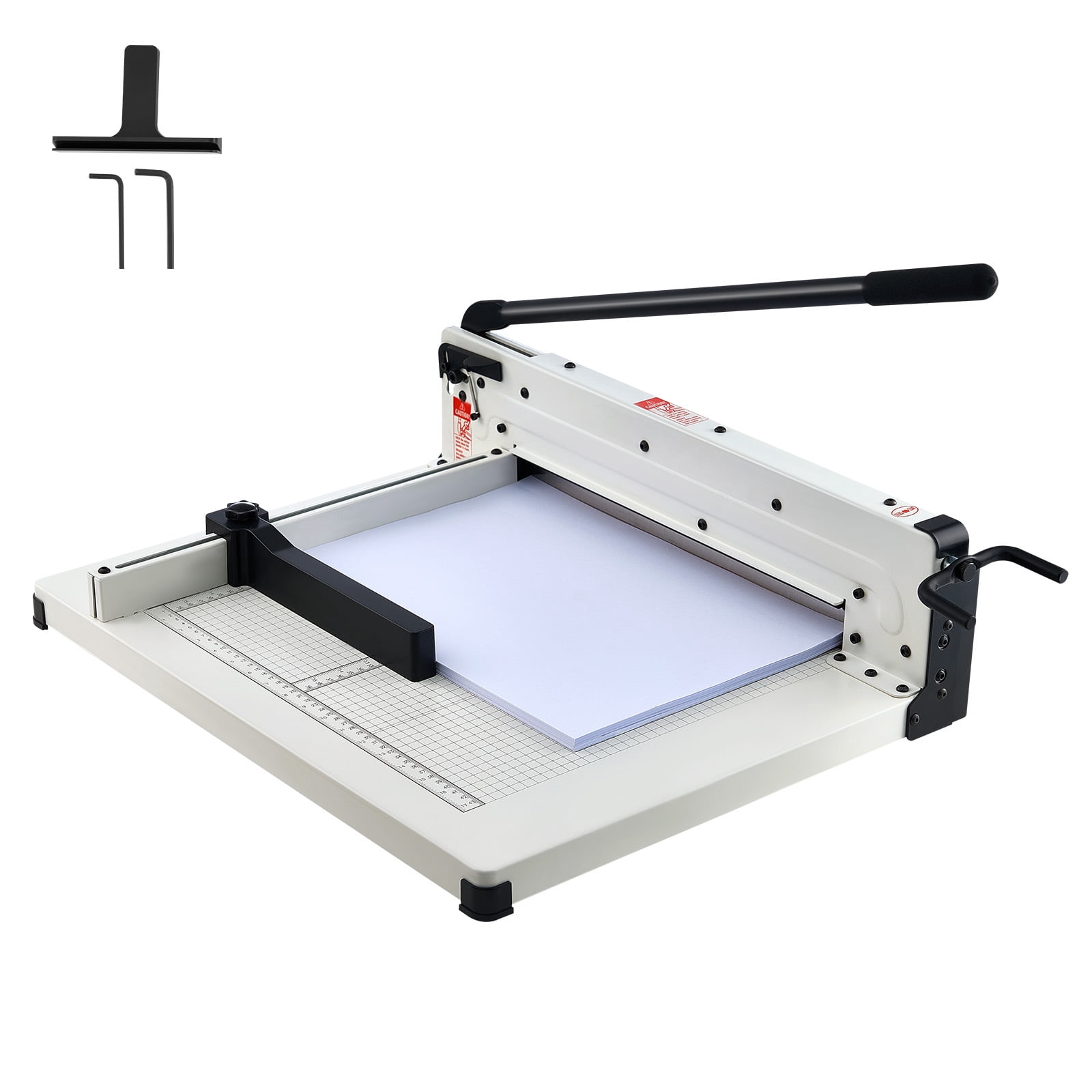 KFFKFF Robust Paper Slicer, 17" Professional Industrial Paper Slicing Device for A3 Paper, Can Handle 400 Sheets, Built with Durable Steel, Stack Paper Cutting Tool for Office, Home, in White