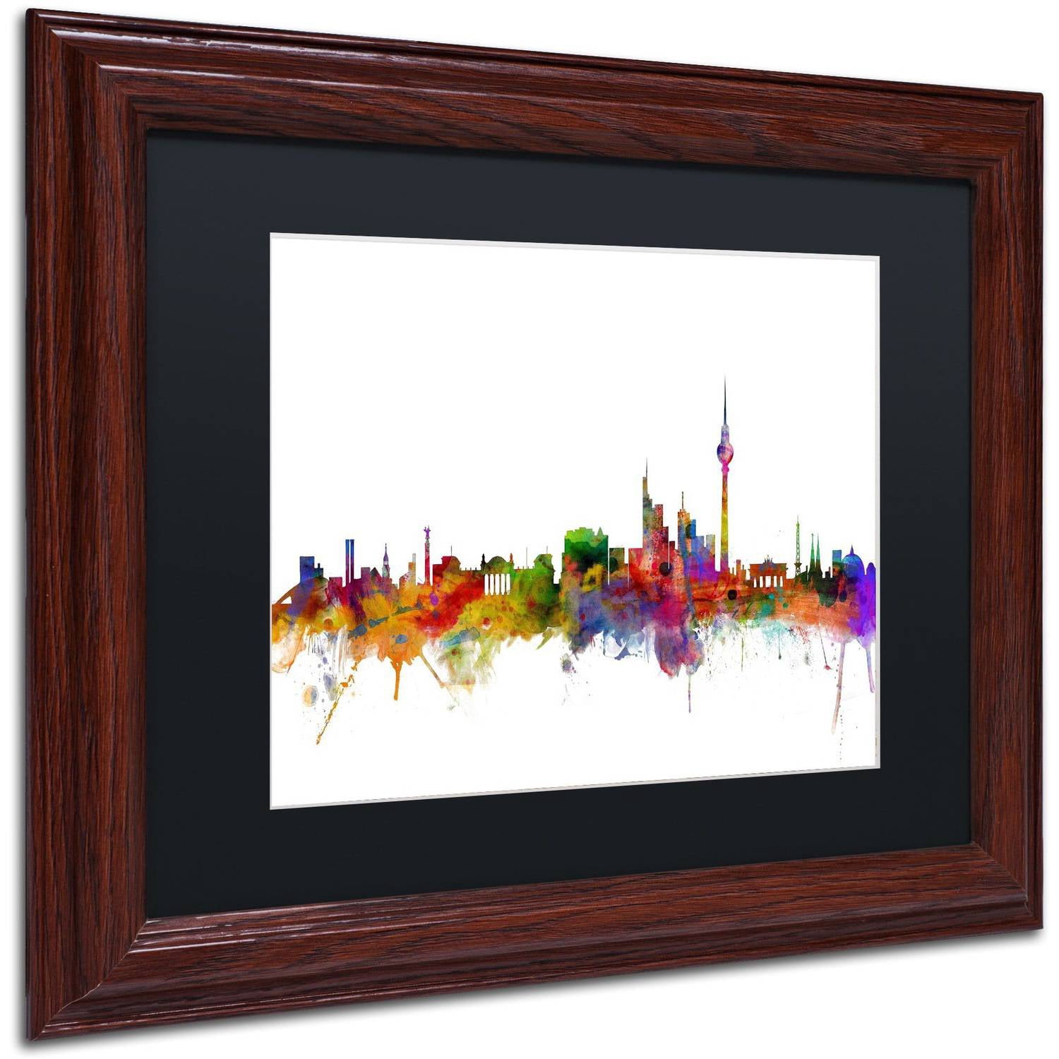 Trademark Fine Art "Berlin Germany Skyline III" Canvas Art by Michael Tompsett Black Matte, Wood Frame