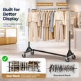 thumbnail image 4 of HOKEEPER Heavy Duty Commercial Z Base Garment Rack, 500 lbs Capacity Steel Clothing Display Rack with 2 Detachable Display Arms, 3-Level Adjustable Height 60"-72" for Store & Home, Silver, 4 of 10