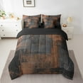 thumbnail image 2 of Black Grey Brown Queen Comforter Set Men 7 Piece Grunge Ombre Geometric Bedding Set With Sheet Set,Pillow Covers Modern Abstract Graffiti Art Bed In A Bag Oil Painting Bed Set, 2 of 5