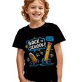 thumbnail image 2 of Boys' Back to School Cartoon Graphic T-Shirt - Lightweight Knit Fabric, Fun School-Themed Design with Pencil & Ruler Illustrations, Perfect for Casual Summer Outings, Parties, and Gifts, 2 of 7