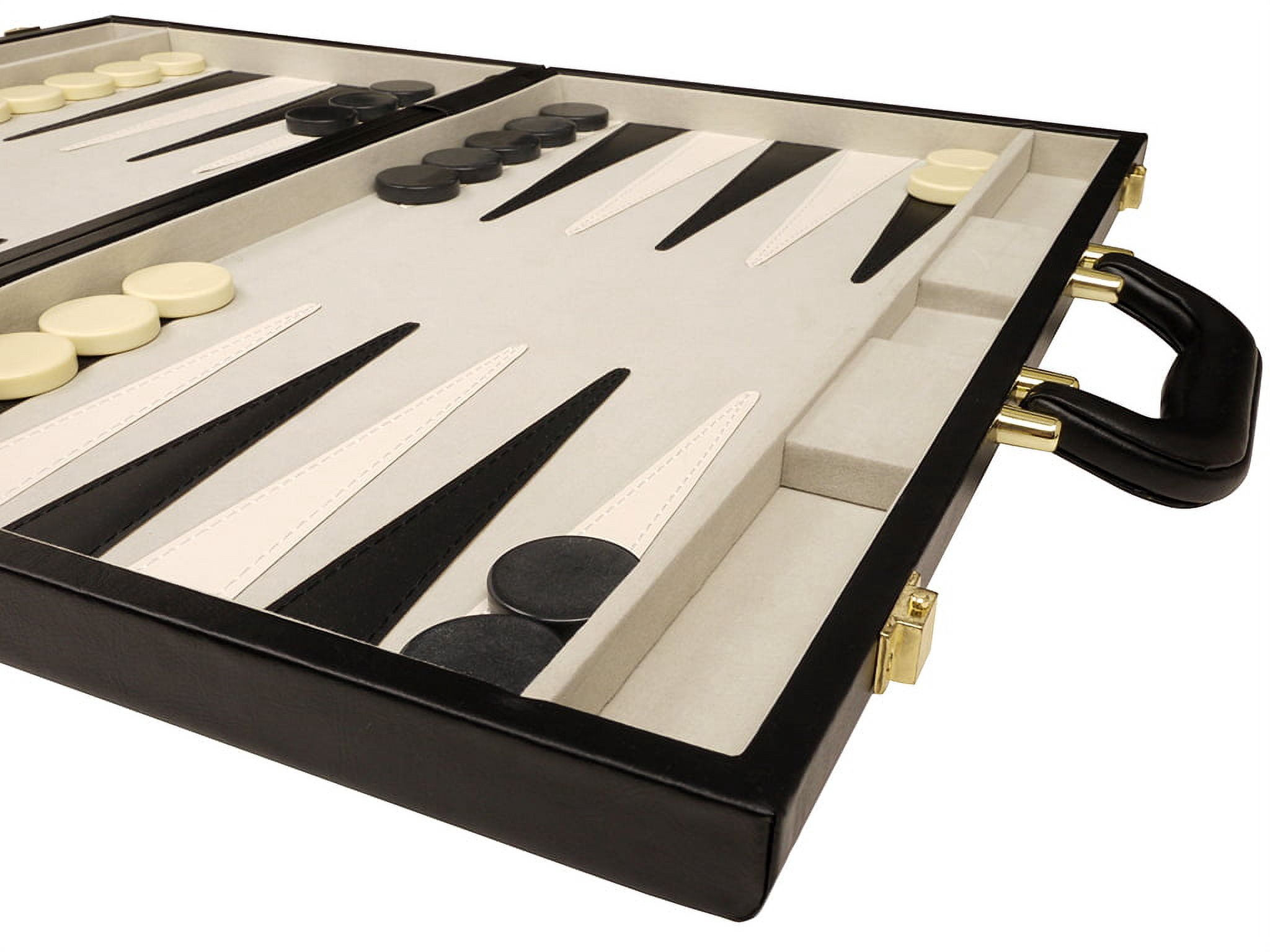 Middleton Games Unisex Deluxe Backgammon Board Games, Simulated Leather Black
