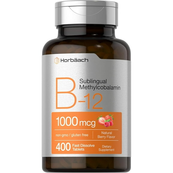 Methylcobalamin B12 Sublingual | 1000mcg | 400 Tablets | Berry Flavor | by Horbaach