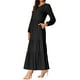thumbnail image 4 of Vestidos A-Line en capas INSPIRE CHIC para mujer, vestido midi casual de manga larga con cuello redondo y bolsillos, L negro, 4 of 6
