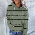 thumbnail image 2 of Jinhomg Women's Striped Print Sweatshirts Fall Casual Comfy Long Sleeve Hoodie Lightweight Loose Fit Kangaroo Pocket Sweatshirt with Drawstring Summer Saving Army Green XXL, 2 of 6