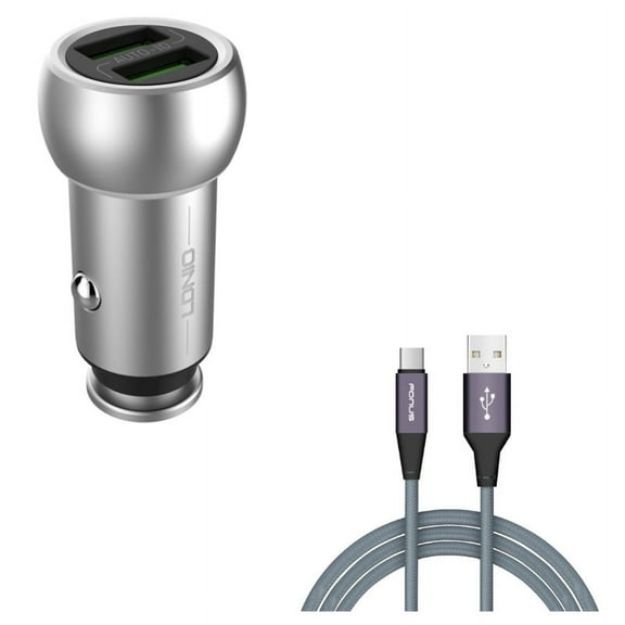 Charger Cord Type-C 6ft USB Cable w 2-Port USB 3.6A Car Charger D6R for Razer Phone 2 - RED Hydrogen One - Samsung Galaxy Tab S3 9.7 S9 Plus, S8  S8, S10e S10 Plus active 5G Note 9 8 10 Plus