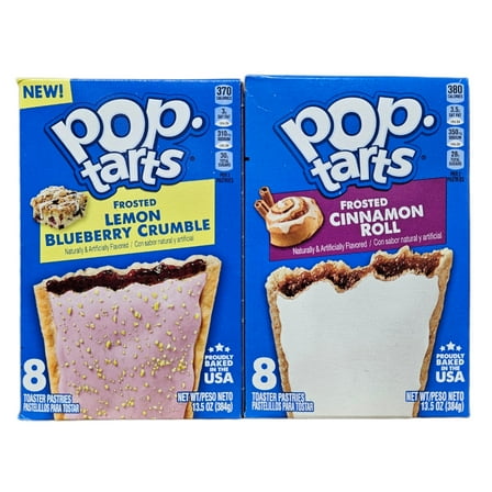 Pop-Tarts Frosted Lemon Blueberry Crumble & Cinnamon Roll 13.5 Oz Each