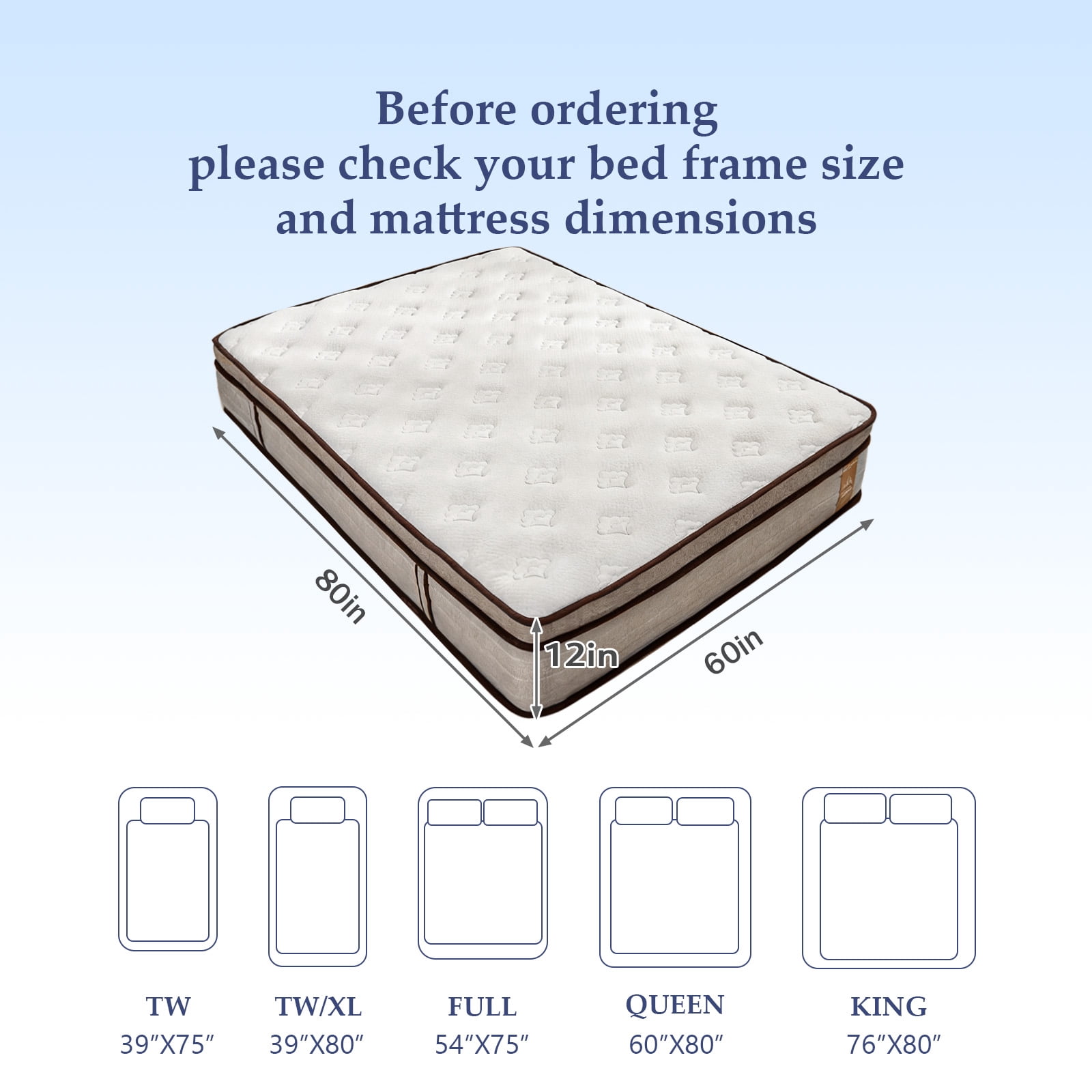 Garaneeds 12 inch Full size Mattress in a Box,Memory Foam Cradles your Sleep,Pocket Spring and CertiPUR-US, Pressure Relief & Motion Isolation