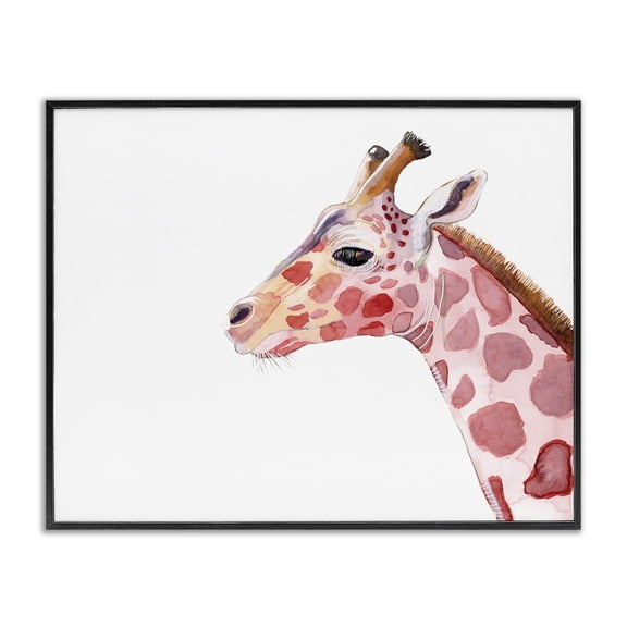 Stupell Industries Coastal Calm Giraffe Portrait Red Brown Safari Animal Black Framed Giclee Art, 14 x 11, by Alicia Ludwig