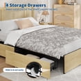 thumbnail image 6 of Garvee Full Bed Frame with Natural Rattan Headboard & 4 Storage Drawers – Boho-Style Cane Support, Sturdy Metal Base, No Box Spring Needed, 6 of 9