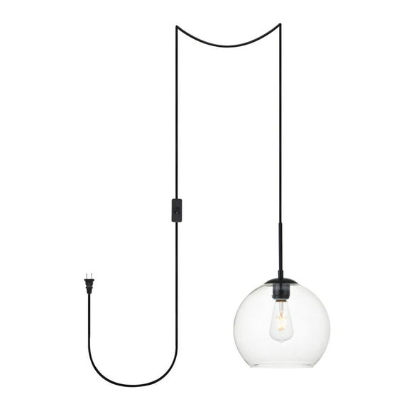 Baxter 1 Light Black plug-in pendant With Clear Glass