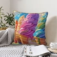 thumbnail image 6 of Zufioo Rainbow Melting Ice Cream Print Velvet Border Throw Pillow Cover, Zipper Throw Pillow Protector for Cushions Sofa Bedroom Home Decorations-20"x20", 6 of 8