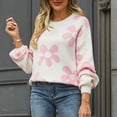 thumbnail image 6 of Levmjia Womens Sweater Casual Long Sleeve Floral Printing Crew Neck Pullover Soft Polyester Knit Top For Fall Winter Office Daily Wear, 6 of 9