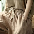 thumbnail image 5 of Womens Cotton Linen Harem Pants Summer Casual Tapered Cropped Baggy Lounge Trouser Lightweight Loose Yoga Capri Pants, 5 of 7