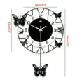 thumbnail image 4 of Modern Wall Clock, Large Iron Craft Butterfly Decorative Clock Battery Operated Analog Quartz Silent Wall Clock with Metal Pointer for Living Room Decor Black, 4 of 8