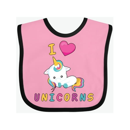 

Inktastic I love unicorns Gift Baby Boy or Baby Girl Bib