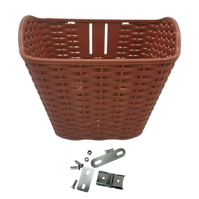 Cesta de bicicleta Cesta de bicicleta delantera extraíble de diseño vintage para niños y adultos Marrón