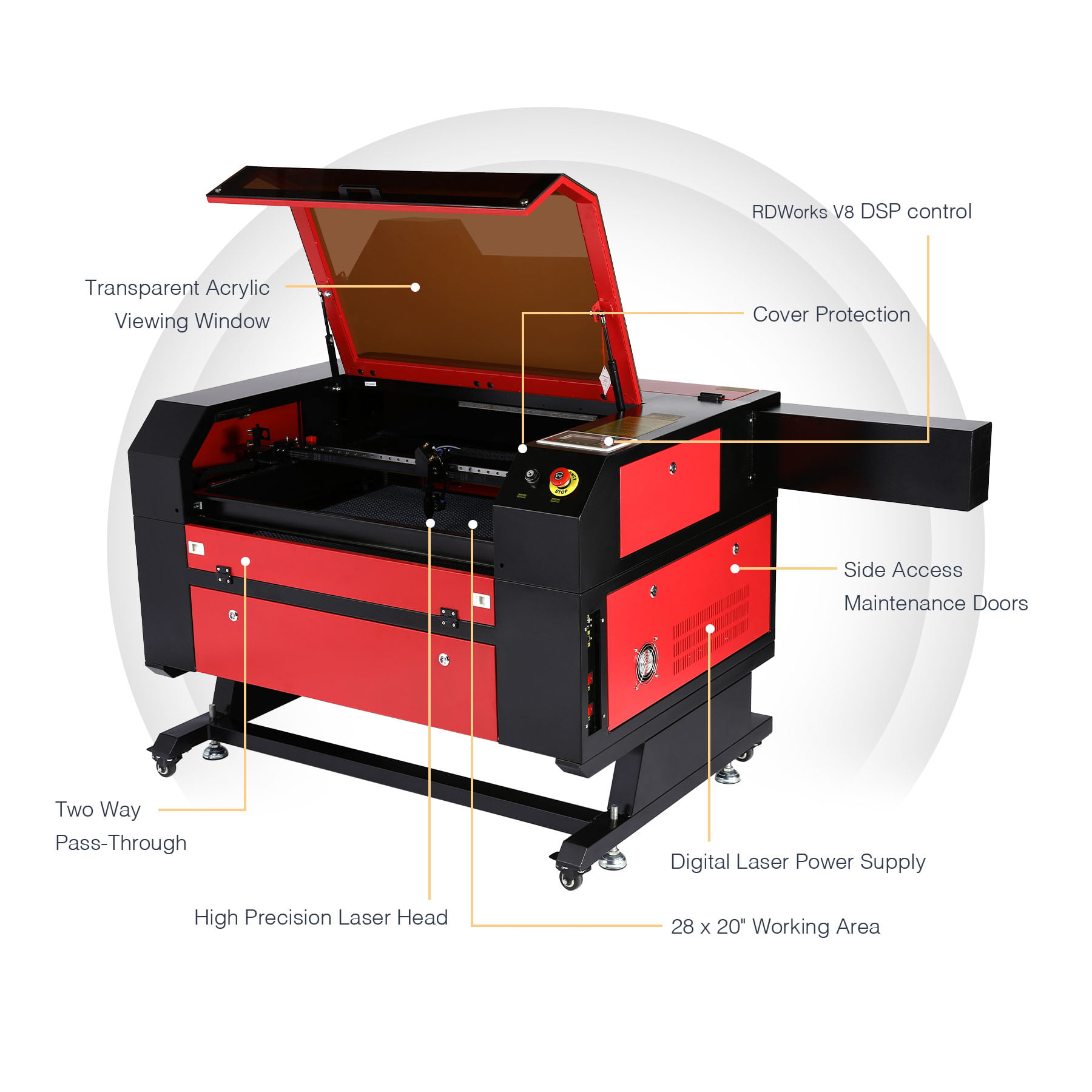 Buy OMTech 80W CO2 Laser Engraver, 80W Laser Engraving Machine, 24x35 Laser  Marking Etching Machine with Ruida Controller Autolift Autofocus and Air  Assist, Laser Cutting Machine for Wood Acrylic More Online at