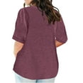 thumbnail image 6 of Cavosen Womens Shirts Half Sleeves Oversized Pullover Tops Tunic V Neck Solid Curved Hem Flowy Blouse Holiday Shirts Stylish Loose T-Shirts Athletic Beach Tees Summer Red 3XL, 6 of 7