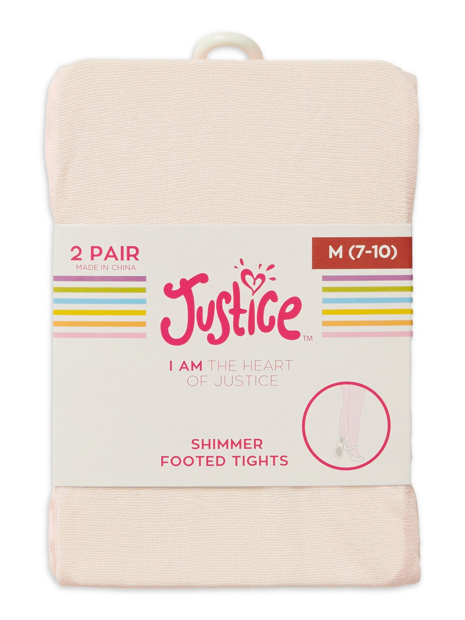 2 Pair Justice Shimmer Footed Tights