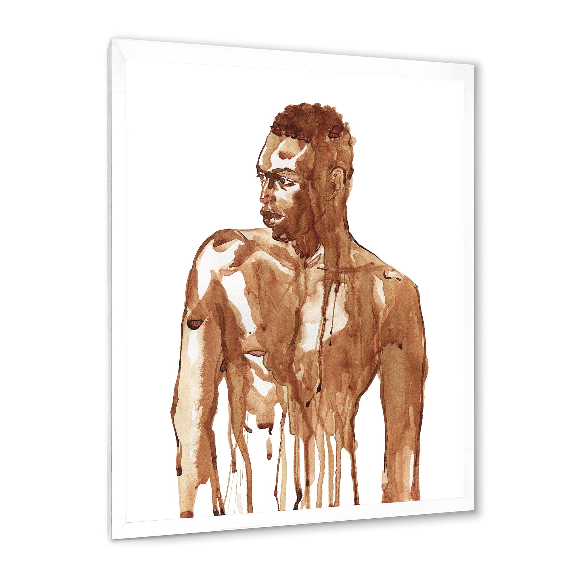 Designart 'Portrait of Handsome African Man On White II' Modern Framed Art Print