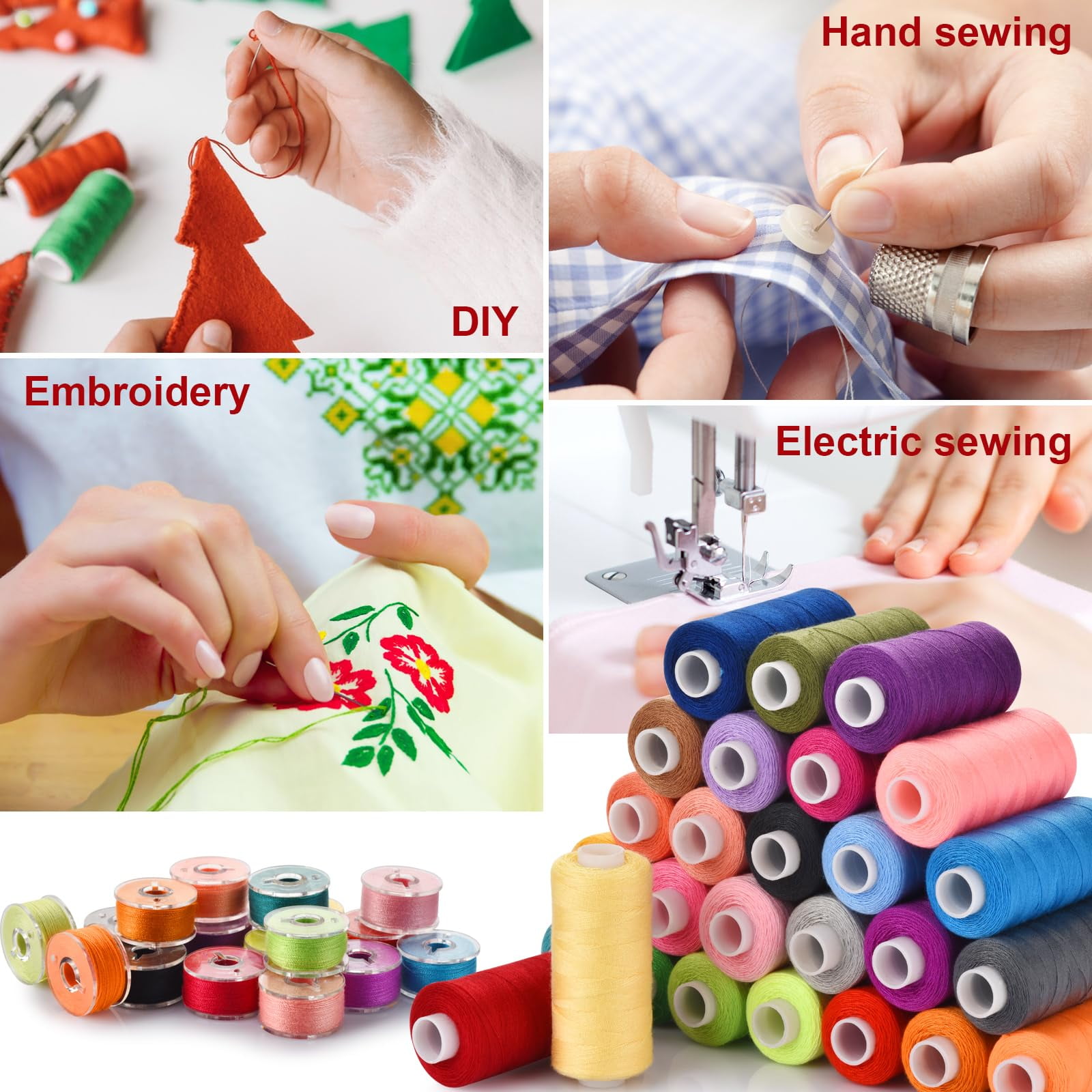 Sherry 72pcs Sewing Thread kit, 36 Colors Sewing Machine Threads, Prewound Bobbins Sewing Threads Kit, Sewing Machine Thread Assortment, 400 Yards per Spools Polyester Thread