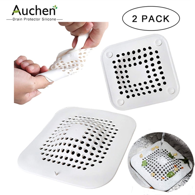 AUCHEN Drain Cover,2 PACK Silicone Drain Hair Catcher Shower Drain Hair