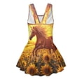 thumbnail image 5 of Uourmeti Girls' One Piece Skirted Swim Dress - Running Horse & Sunflower Field Print | Quick Dry, Stretchy Beach Swimwear for Summer Vacation & Pool Days, 5 of 8