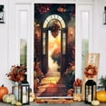 thumbnail image 6 of Halloween Door Cover 35.43x78.74Inch Fabric Devil Castle Front Door Covers Halloween Escape Party Decor Hallowmas Birthday Photos Backdrop, 6 of 6