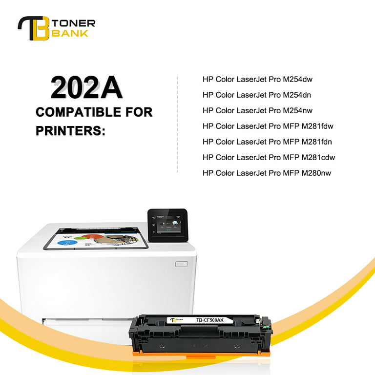 Toner Bank Compatible Toner Replacement for HP 202A CF500A Color Laserjet Pro MFP M281fdw M281cdw M254dw M281fdn M254 M281 Printer Ink (2 Black, 1 1 Yellow, 1 Magenta, 5-Pack) - Walmart.com