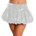 thumbnail image 1 of Raenseen Jupe Mini à Paillettes Y2K pour Femmes, Scintillante et Brillante, Taille Haute, Concert, Festival, Rave, Argent, TG, 1 of 4