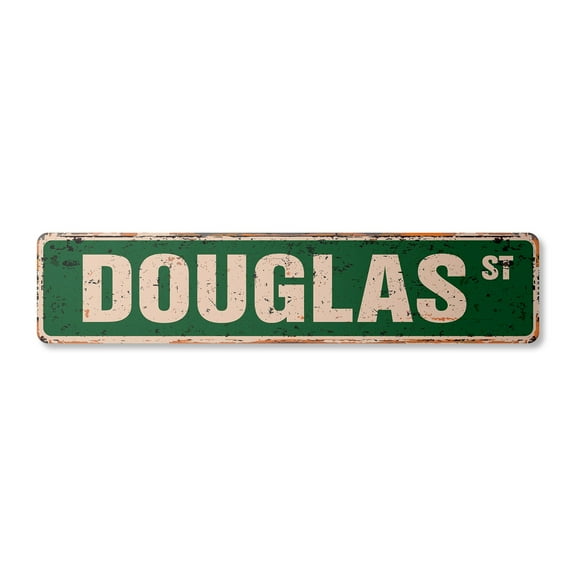 DOUGLAS Vintage Aluminum Street Sign Childrens Name Room Metal Sign rustic metal tin | Indoor/Outdoor |  24" Wide