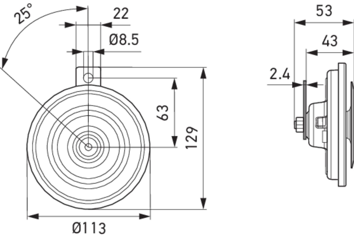 HELLA 002768382 OE Replacement Horn