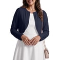 thumbnail image 6 of Gleelist Plus Size Cropped Cardigan Bolero Shrug Open Front Long sleeve Lightweight Cardigan Sweaters For Women XL-5XL, 6 of 7
