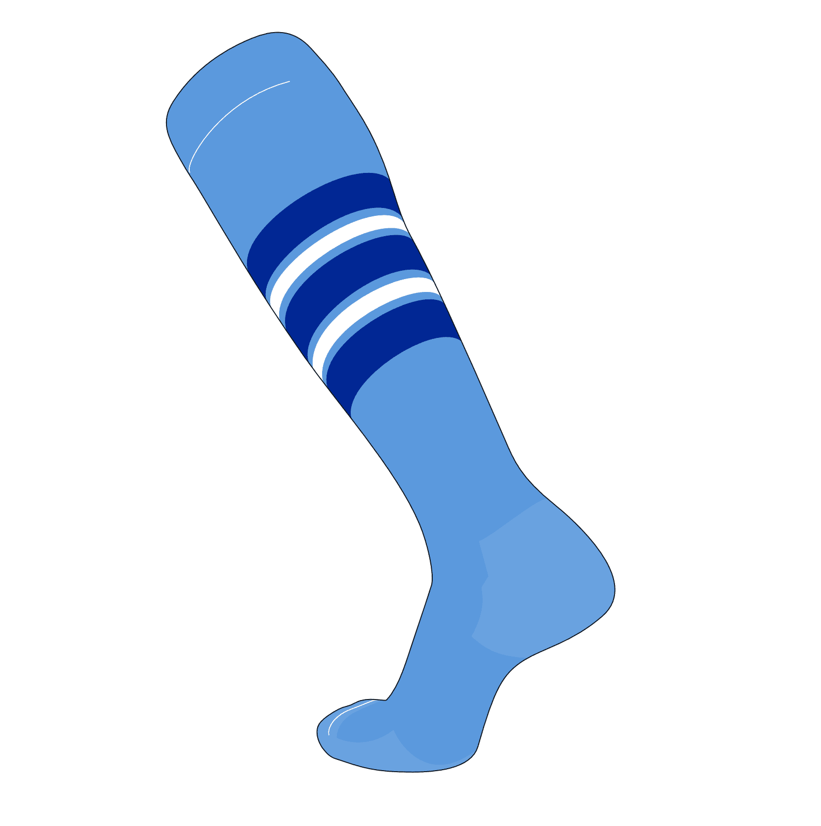 TCK Elite Baseball Football Knee High Striped Socks White Royal Baby Blue F 