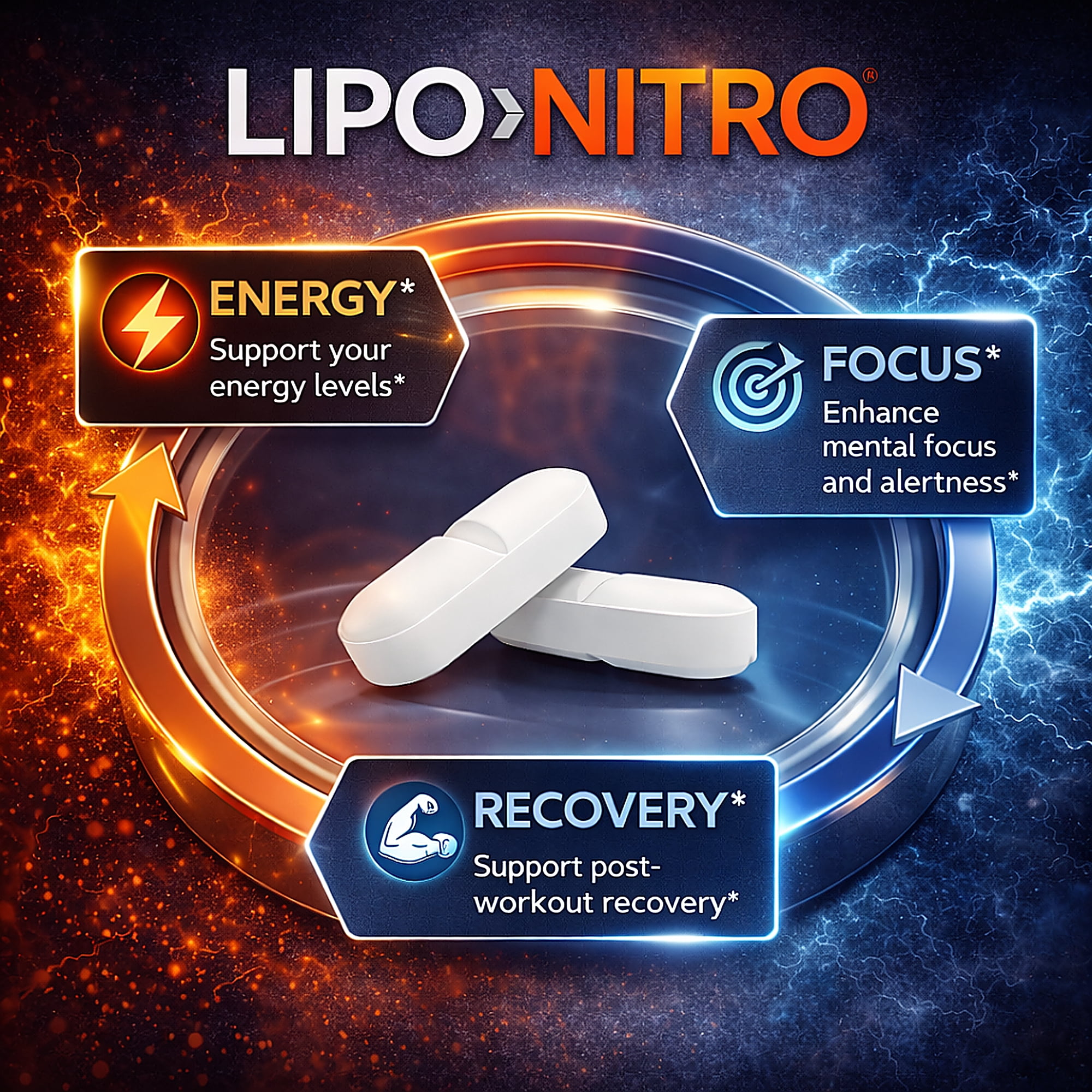 LIPO>Ni-TRO Best Diet Pills for Weight Management & Powerful Energy - 120 White Tablets